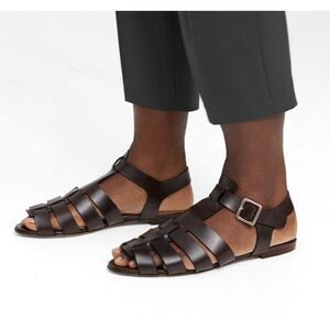 Theory Fisherman black leather sandals Sz 37/6.5 $295